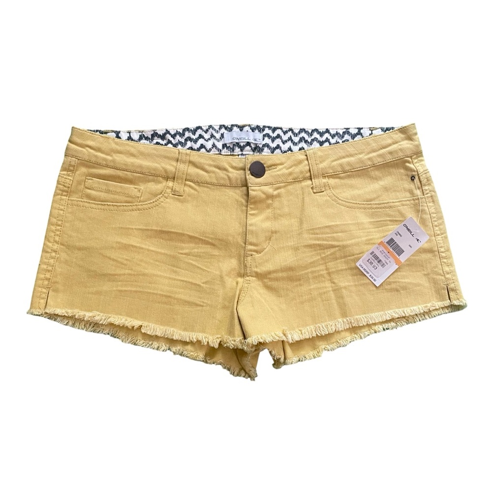 NEW O'Neill Yellow Jean Shorts with Frayed Hem (Size XS)